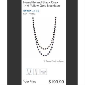 Hematite and Black Onyx 14kt Yellow Gold Necklace